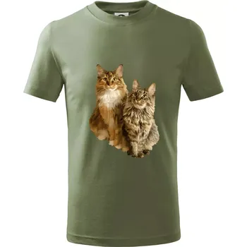 Kočky vectorizované (Moňas) - Tričko dětské bavlněné - 134 cm/8 let ( Khaki )