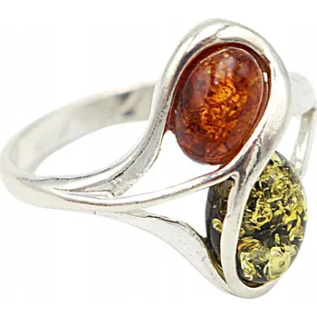 Prsten Stříbrný PRSTÝNEK STŘÍBRO stříbro jantar vel. 13