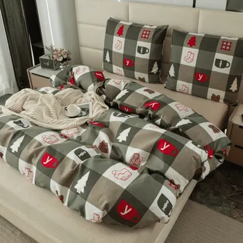 Povlečení Textilomanie Christmas Socks zelené 140 x 220, 70 x 90 cm zipový uzávěr