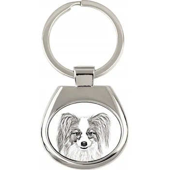 Papillon přívěsek na klíče s pejskem, přívěsek s fotografií, přívěsek na klíče