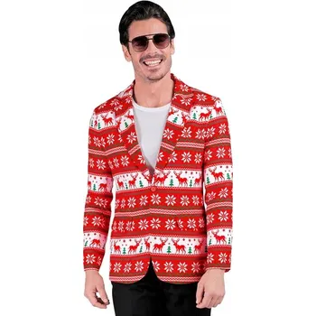 Dámské sako SAKO PÁNSKÉ ČERVENÉ VÁNOČNÍ VZORY S