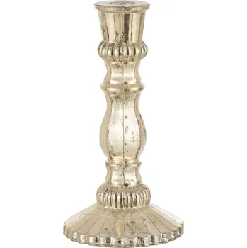 Svícen Stříbrný antik skleněný svícen Vintage Chantal L - Ø 12*23 cm