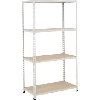 Dílenský regál Kovový regál Rapid 2, 160 x 122 x 45,5 cm, 200 kg/police, 4 dřevotřískové police, pozink