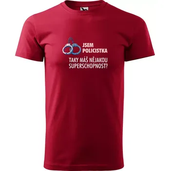 Sablio Tričko s potiskem Jsem policistka, taky máš nějakou superschopnost? - červené 2XL