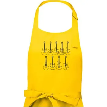 Kuchyňská zástěra Typy kytar černé kresby - Pánská zástěra na vaření - Univerzální velikost ( Žlutá )
