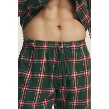 Pánské pyžamo Pánské propínací pyžamo Henderson Nut - flanelová bavlna Zelená L