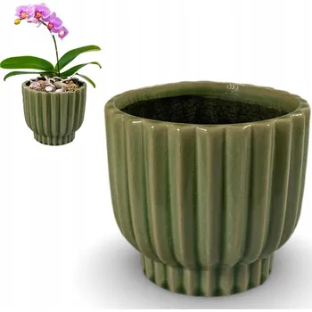 Květináč Keramický Květináč zelený Skandi.pl 14,5 cm x 14,5 x 13 cm