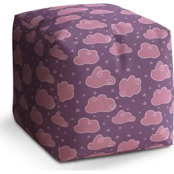 Taburet Sablio Taburet Cube Růžové obláčky: 40x40x40 cm
