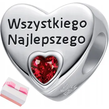 Přívěsek STŘÍBRNÝ PŘÍVĚSEK CHARMS SRDCE VŠE NEJLEPŠÍ K NAROZENINÁM 925