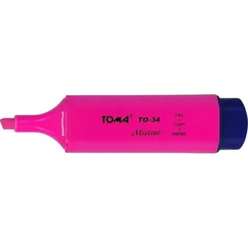 Zvýrazňovač Toma růžový, barevný popisovač, neonový zvýrazňovač textu 1 ks