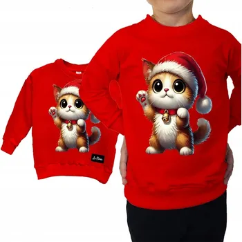 Pánská mikina Mikina Vánoční Červená Kočka 128/134