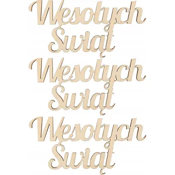 Vánoční ozdoba Dřevěný Nápis Veselé Vánoce z překližky 8cm 3ks