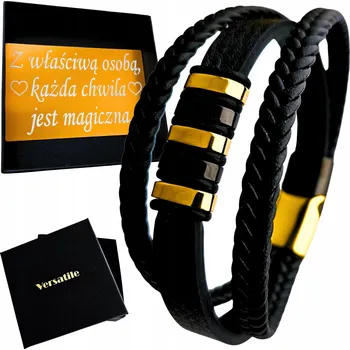 Náramek Pánský náramek kožený zlatý Versatile