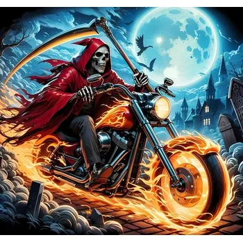 Obraz Diamantová mozaika Ponurý sklízeč na motocyklu 30x40 cm Kreativní diamanty