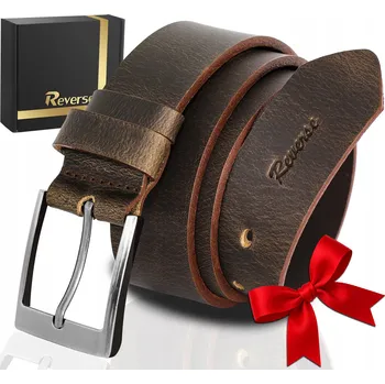 Opasek Široký kožený pánský pásek k JEANSŮM REVERSE PRAVÁ LÍCOVÁ KŮŽE 85