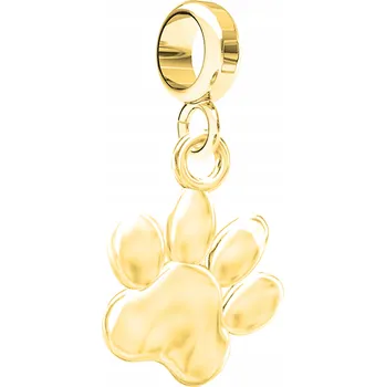 Přívěsek CHARMS ZLATÁ Závěsná tlapka Psí tlapka Pes Otisk tlapky Přítel STŘÍBRO 925