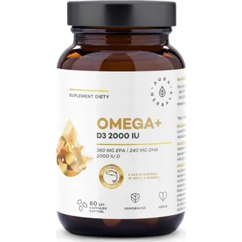 Doplněk stravy Aura Herbals Omega+ Vitamin D3 2000 IU 60 kapslí