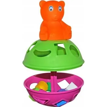 Hračka pro nejmenší Dětský třídič tvarů Medvídek s hodinami - edukativní hračka