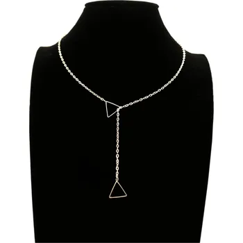 Náhrdelník Stříbrný náhrdelník ve tvaru Y s přívěskem TROJÚHELNÍK, nastavitelný řetízek N5 A