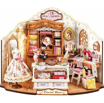 3D puzzle Rolife DIY miniatura domečku Elsa’s Tailoring – krejčovství 3D dřevěná stavebnice