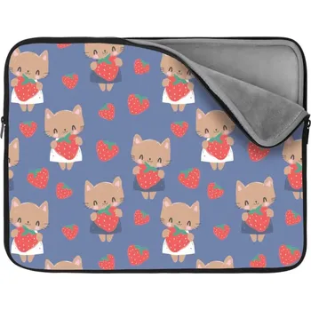 pouzdro na notebook Sablio Obal na notebook Kočičky s jahodami - 13"