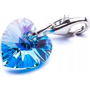 Přívěsek Přívěsek na náramky , stříbro 925 s krystalem Swarovski, srdce 10mm AQAB