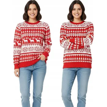 Dámský svetr VÁNOČNÍ SVETR DÁMSKÝ ČERVENÝ NORSKÝ VOLNÝ VÁNOČNÍ RED r M