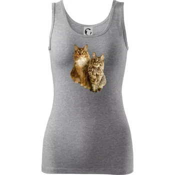 Dámské tričko Kočky vectorizované (Moňas) - Dámské tílko - M ( Tmavě šedý melír )