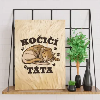 Plechová cedule Sablio Dárková cedulka Kočičí táta: 30x40 cm