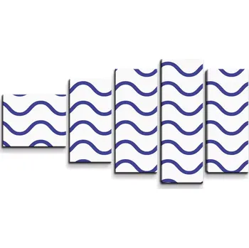 Obraz Sablio Obraz - 5-dílný Modré vlnky - 100x60 cm