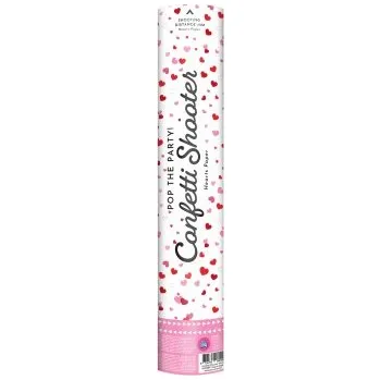 Konfeta PD Konfety vystřelovací srdce červená papírová + vystřelovač 40 cm