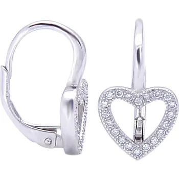 Náušnice NUBIS® Stříbrné náušnice srdce - NB-3507