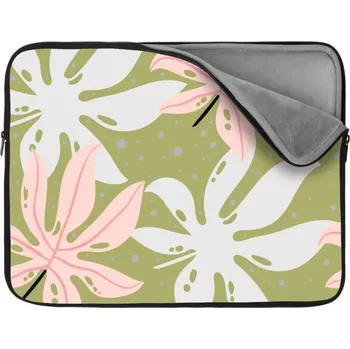 pouzdro na notebook Sablio Obal na notebook Bílé a růžové listy - 17"
