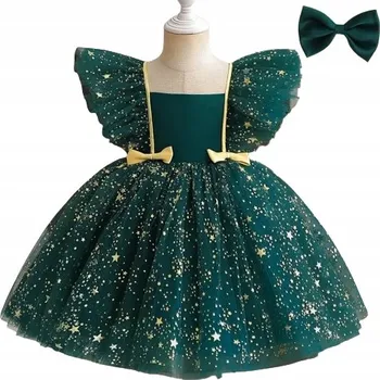 Dívčí šaty Dívčí Šaty s mašlemi a hvězdami na Svatební Hostina večírek, ples - 110