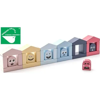 ostatní stavebnice CUBIKA Pastel 15962 Barevné domečky - dřevěná stavebnice 30 dílů