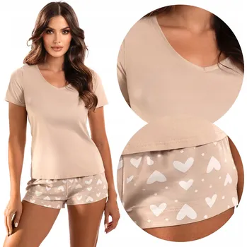 Dámské pyžamo Vivisence dámské pyžamo bavlna béžové barvy, velikost M