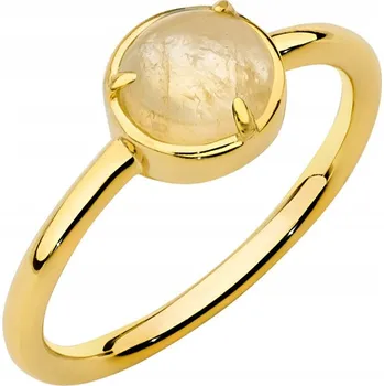 Prsten STŘÍBRNÝ PRSTÝNEK ryzost 925 se Žlutým Citrínem vel. 17