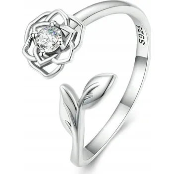 Prsten PRSTÝNEK STŘÍBRNÝ NASTAVITELNÝ KVÍTEK LÍSTKY 925