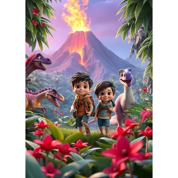 Puzzle Puzzle Bluebird Puzzle Malí objevitelé mezi dinosaury, 104 dílků