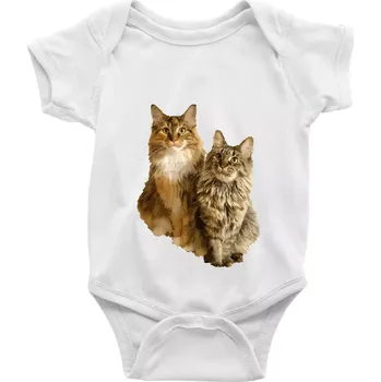 Kojenecký body Kočky vectorizované (Moňas) - Body kojenecké s krátkým rukávem - Krátký r. 12-18 měs ( Bílá )