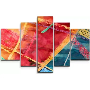 Obraz Sablio Obraz - 5-dílný Barevné čáry - 125x90 cm
