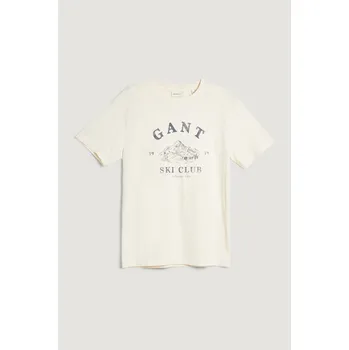 Pánské oblečení TRIČKO GANT GRAPHIC SS T-SHIRT CREAM