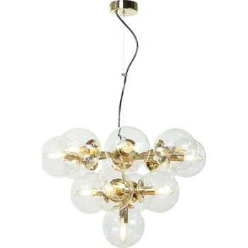 Domiluce Závěsné světlo Zumba, sklo/kov, zlaté/čiré, 13 žárovek zlato, čiré 13 x 10 W LED - Doprava zdarma