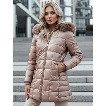 Dámská prošívaná bunda WINTERZIP s kapucí Dstreet TY4567z Barva: Béžová, Velikost: L