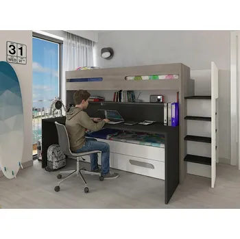 Dětská postel Patrová postel s psacím stolem pro dvě děti Bo10, wenge