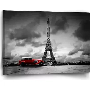 Obraz Sablio Obraz Eiffelova věž a červené auto - 60x40 cm