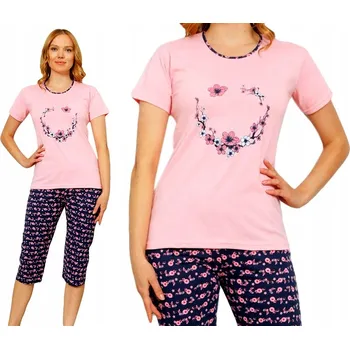 Dámské pyžamo Dámské bavlněné pyžamo 3/4 kalhoty krátký rukáv La Penna velikost XL