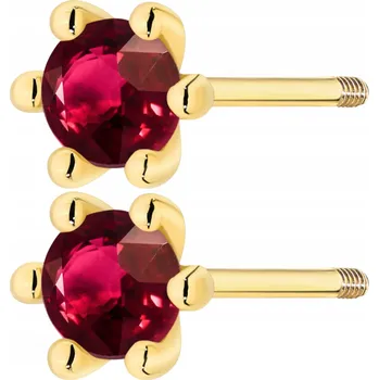 Náušnice ZLATÉ NÁUŠNICE S PŘÍRODNÍM RUBÍN, ŠROUBOVACÍ ZAPÍNÁNÍ, ZLATO 585 14K DÁREK