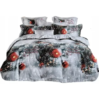 Povlečení POVLEČENÍ VÁNOČNÍ 140X200 SATÉNOVÉ POVLEČENÍ 70X80 NA VÁNOCE