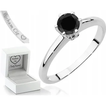 Prsten BÍLÉ ZLATO PRSTÝNEK ČERNÉ BRILIANTY 585 GRAVÍROVÁNÍ